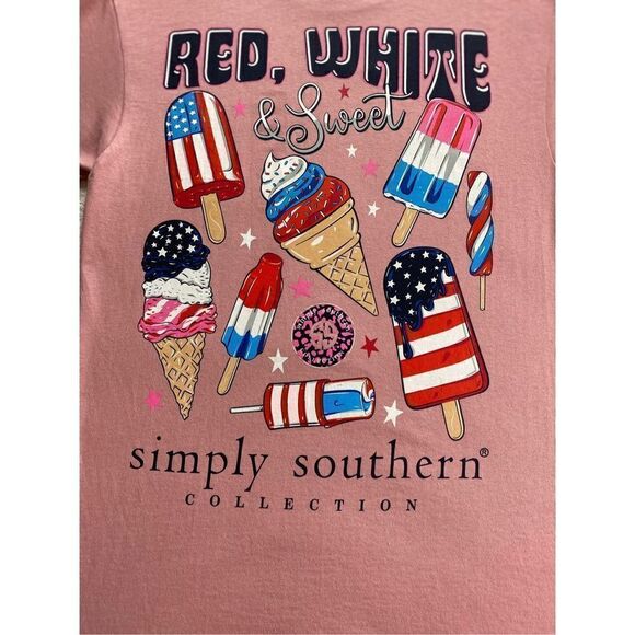 SIMPLY SOUTHERN  SMALL “RED, WHITE & SWEET” Tshirt - Picture 3 of 8